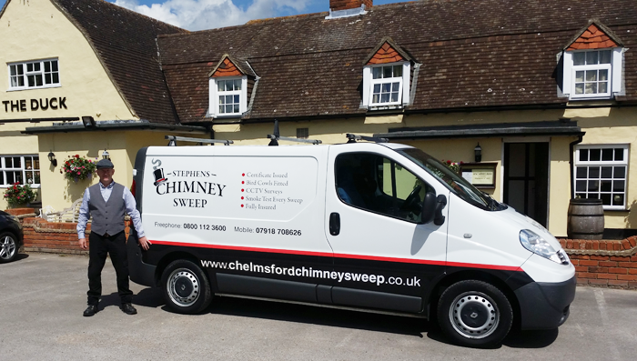 saffron walden chimney sweeping van